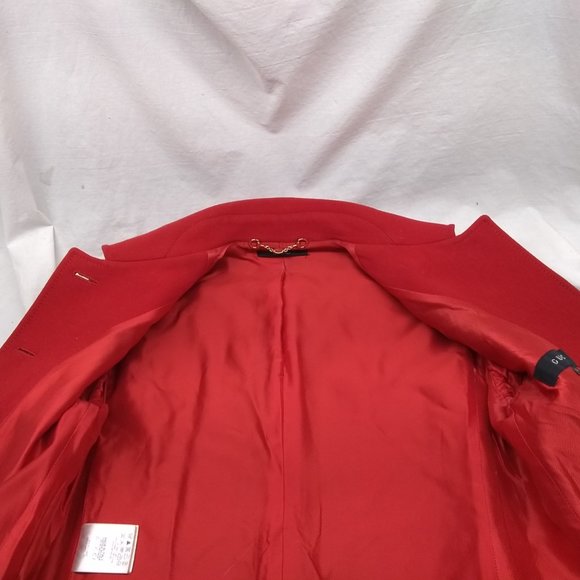 Gucci Red Dress Coat Women Gold Button Down 100% Wool Size 44 Excellent Shape - Picture 9 of 16